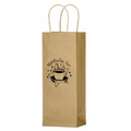 Natural Kraft Paper 1-Bottle Wine Bag (5 1/2"x3 1/4"x12 1/2") - Flexo Ink